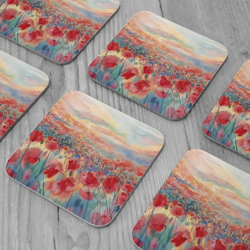 Watercolour Poppy Field Coaster Set Watercolour Poppy Field Coaster Set wall art product Egle Lipeikaite / Shutterstock