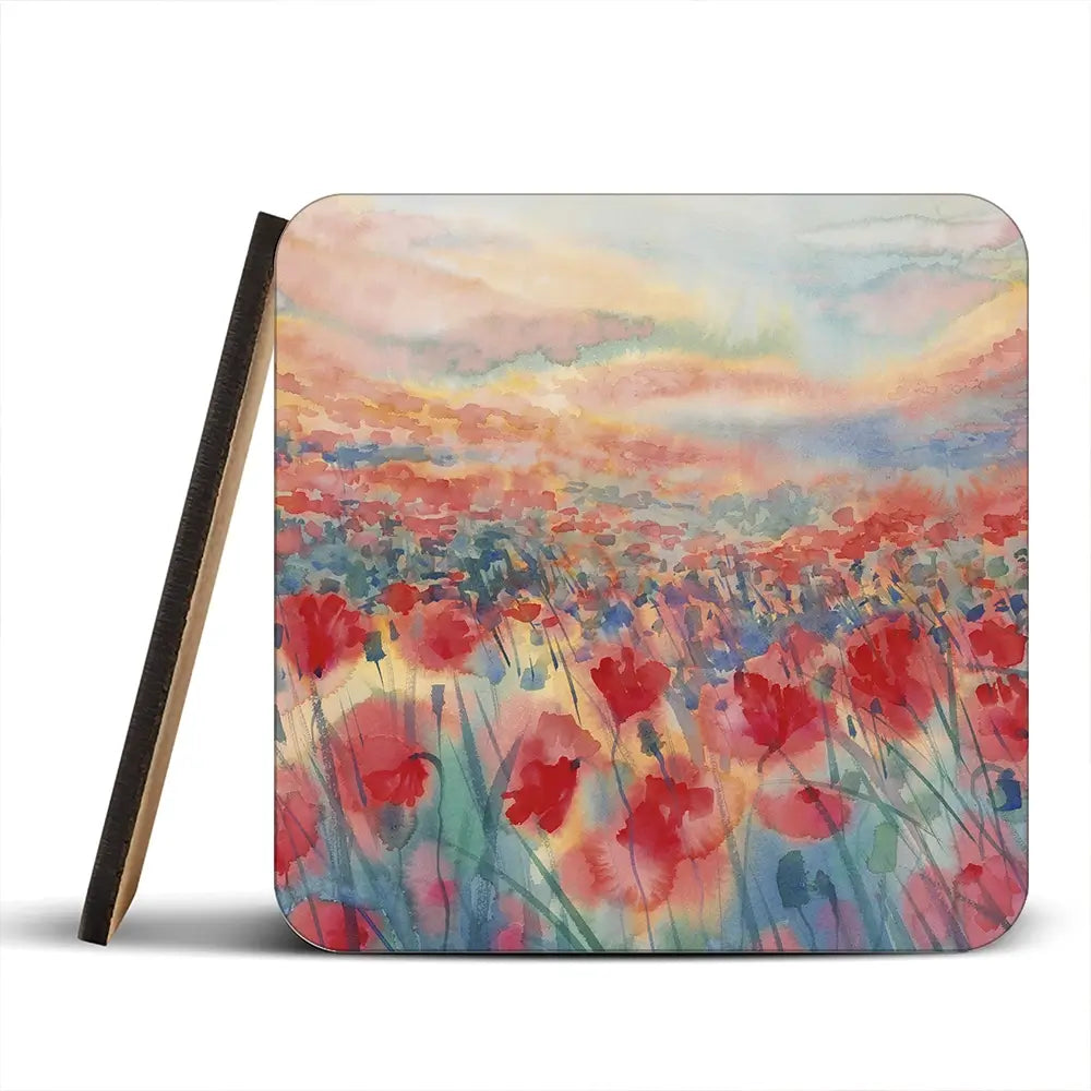 Watercolour Poppy Field Coaster Set Watercolour Poppy Field Coaster Set wall art product Egle Lipeikaite / Shutterstock