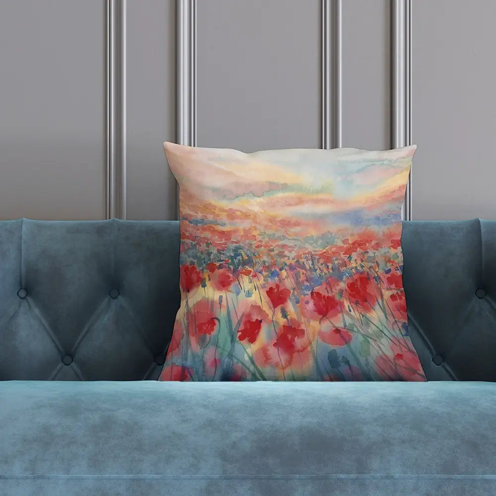 Watercolour Poppy Field Cushion Watercolour Poppy Field Cushion wall art product Egle Lipeikaite / Shutterstock