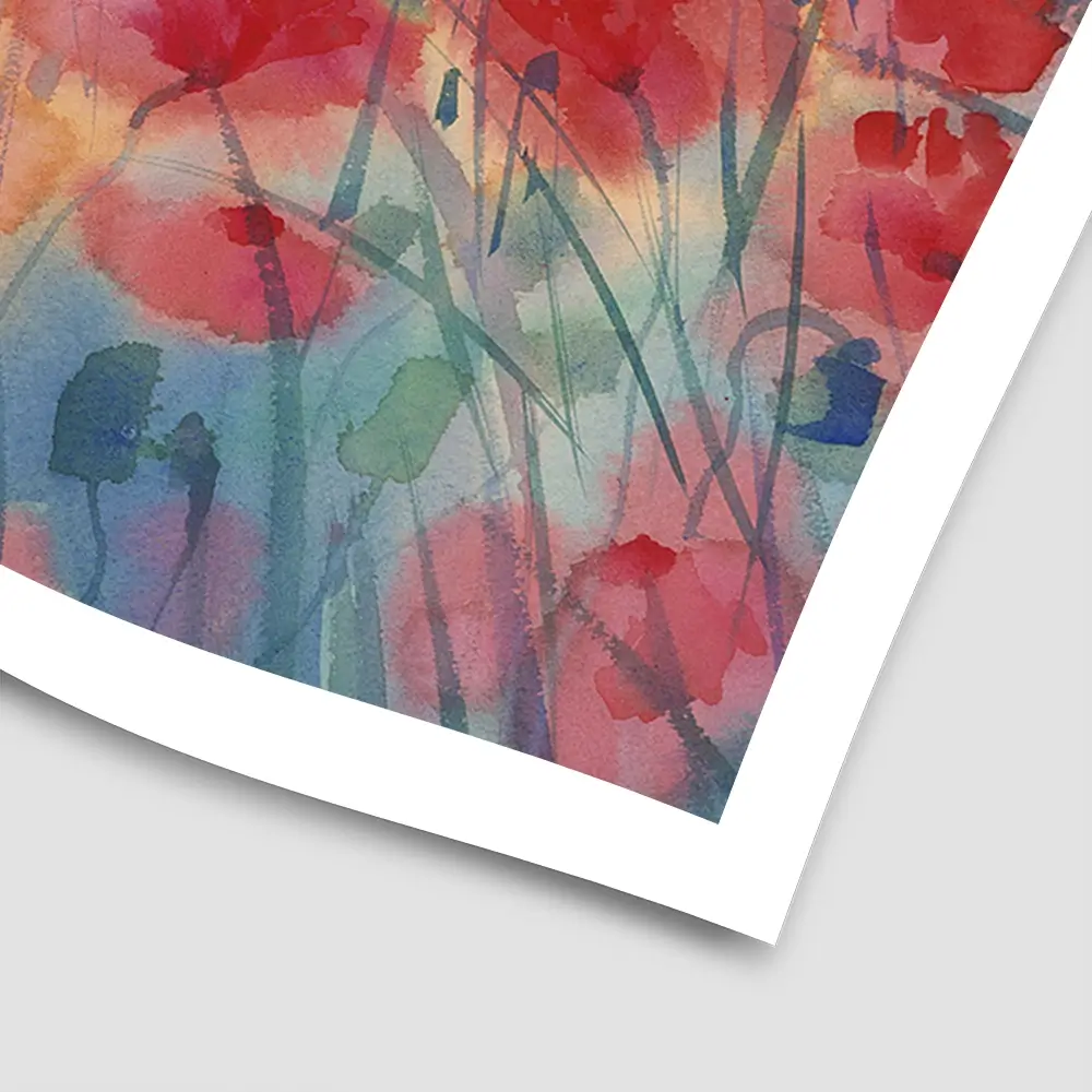 Watercolour Poppy Field Square Art Print Watercolour Poppy Field Square Art Print wall art product Egle Lipeikaite / Shutterstock