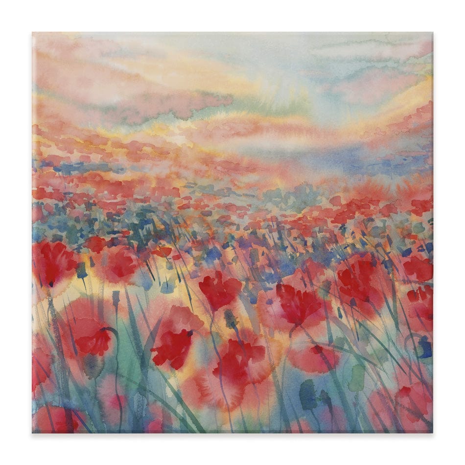 Watercolour Poppy Field Square Canvas Print wall art product Egle Lipeikaite / Shutterstock