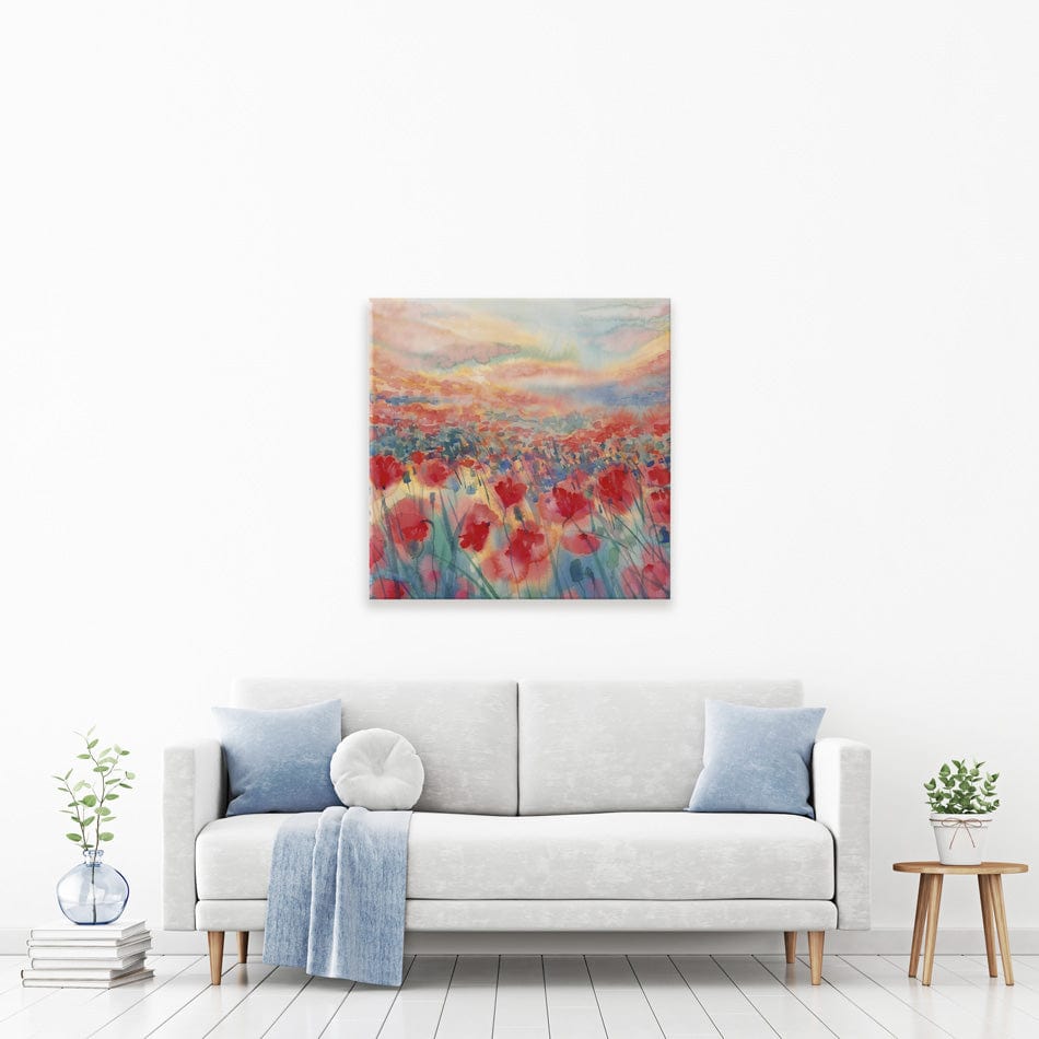 Watercolour Poppy Field Square Canvas Print wall art product Egle Lipeikaite / Shutterstock