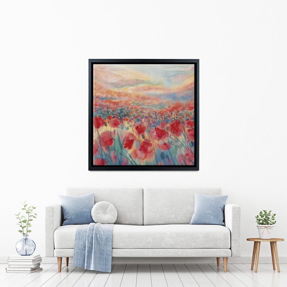Watercolour Poppy Field Square Canvas Print wall art product Egle Lipeikaite / Shutterstock