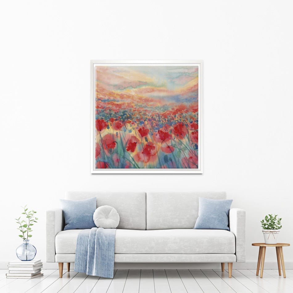 Watercolour Poppy Field Square Canvas Print wall art product Egle Lipeikaite / Shutterstock