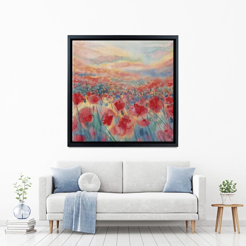 Watercolour Poppy Field Square Canvas Print wall art product Egle Lipeikaite / Shutterstock