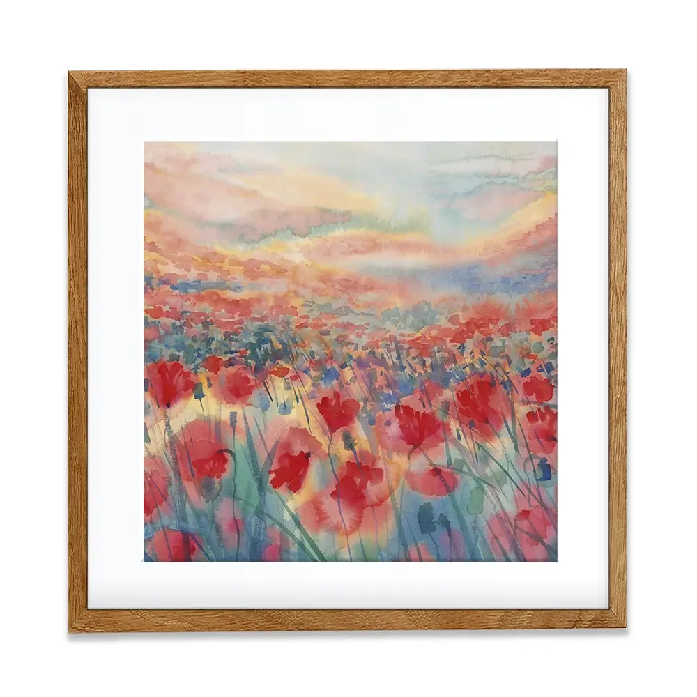 Watercolour Poppy Field Square Framed Art Print Watercolour Poppy Field Square Framed Art Print wall art product Egle Lipeikaite / Shutterstock