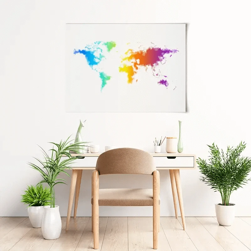 Watercolour Rainbow World Map Art Print Watercolour Rainbow World Map Art Print wall art product Annuitti / Shutterstock