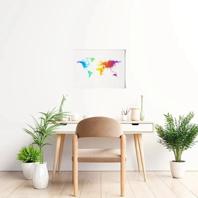 Watercolour Rainbow World Map Art Print Watercolour Rainbow World Map Art Print wall art product Annuitti / Shutterstock