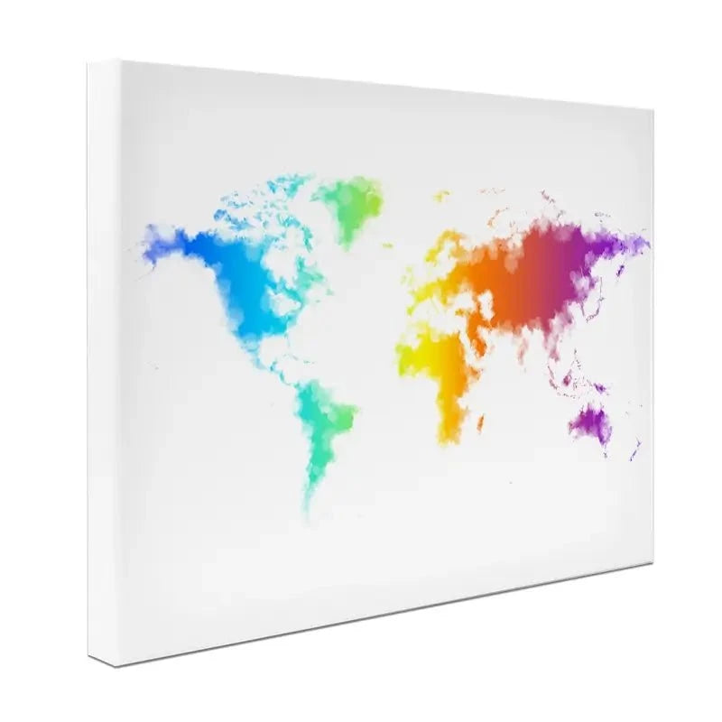 Watercolour Rainbow World Map Canvas Print Watercolour Rainbow World Map Canvas Print wall art product Annuitti / Shutterstock