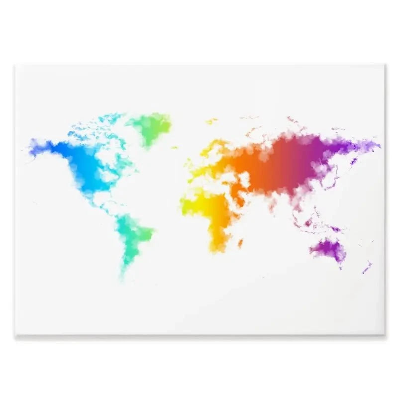 Watercolour Rainbow World Map Canvas Print Watercolour Rainbow World Map Canvas Print wall art product Annuitti / Shutterstock