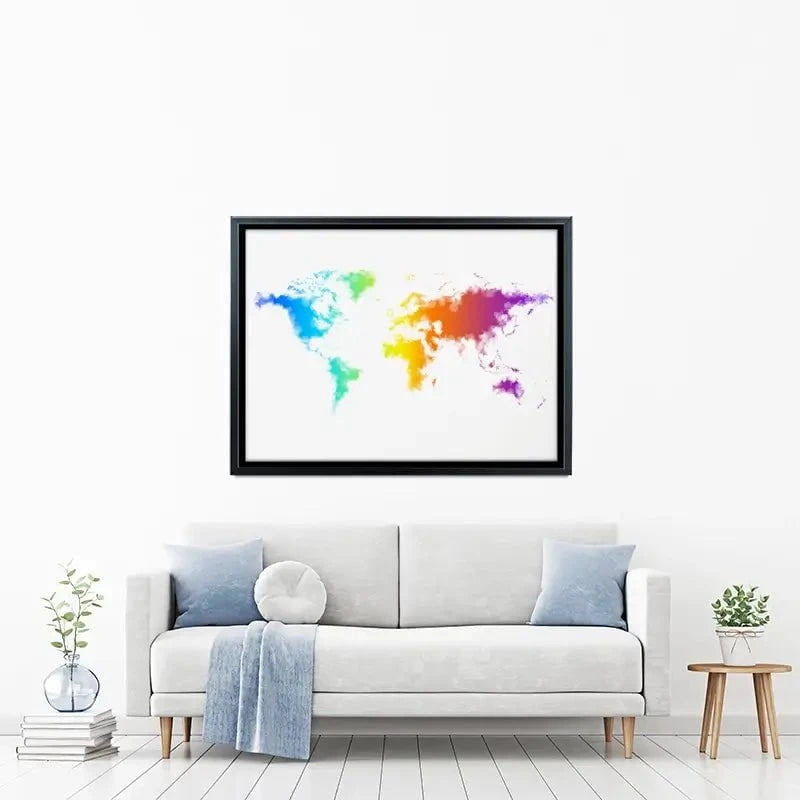 Watercolour Rainbow World Map Canvas Print Watercolour Rainbow World Map Canvas Print wall art product Annuitti / Shutterstock