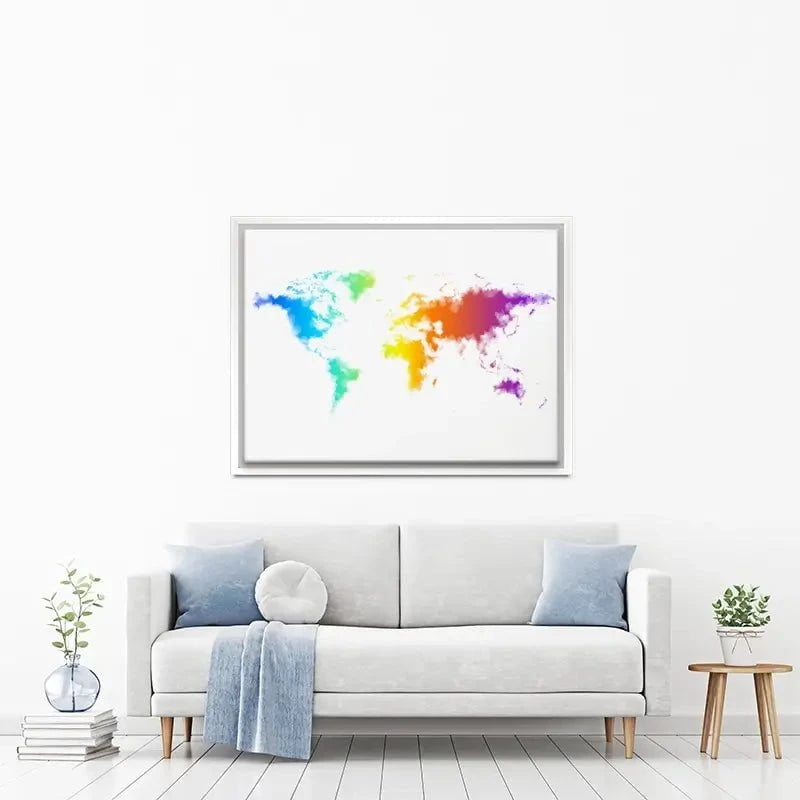 Watercolour Rainbow World Map Canvas Print Watercolour Rainbow World Map Canvas Print wall art product Annuitti / Shutterstock