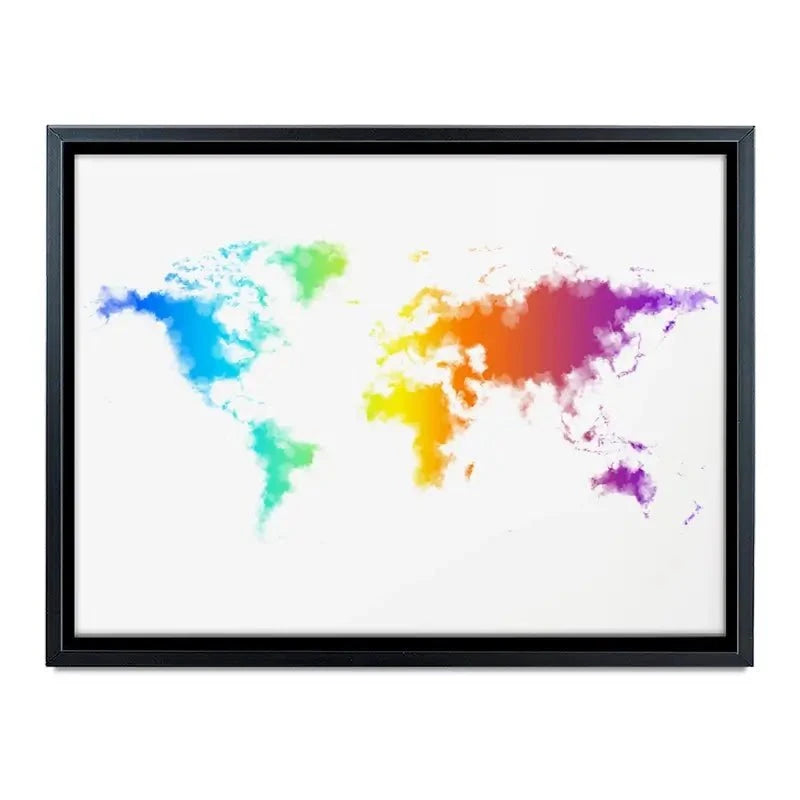Watercolour Rainbow World Map Canvas Print Watercolour Rainbow World Map Canvas Print wall art product Annuitti / Shutterstock