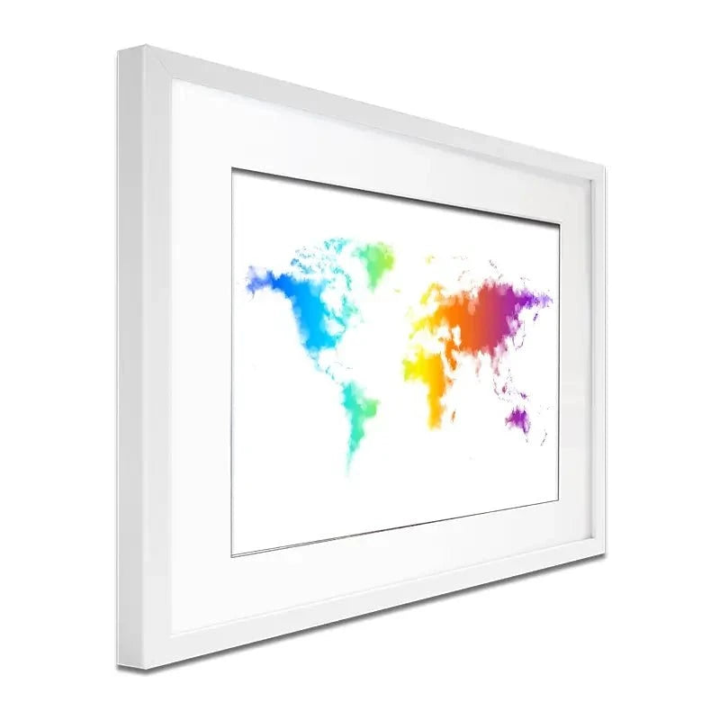 Watercolour Rainbow World Map Framed Art Print Watercolour Rainbow World Map Framed Art Print wall art product Annuitti / Shutterstock