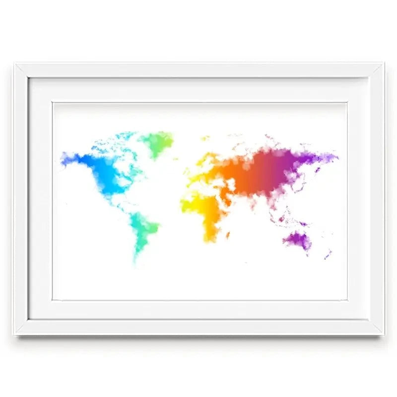 Watercolour Rainbow World Map Framed Art Print Watercolour Rainbow World Map Framed Art Print wall art product Annuitti / Shutterstock
