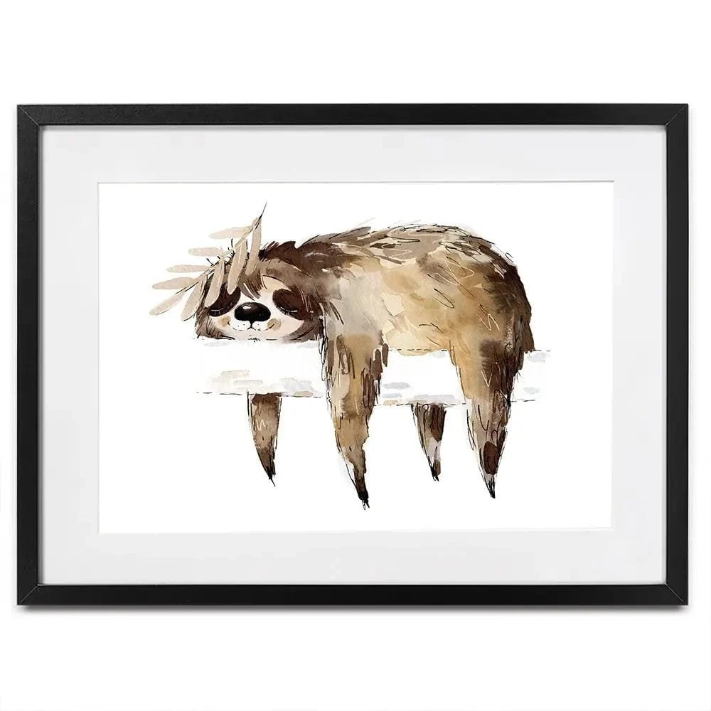 Watercolour Sloth Illustration Framed Art Print Watercolour Sloth Illustration Framed Art Print wall art product Natallia Bushuyeva / Shutterstock