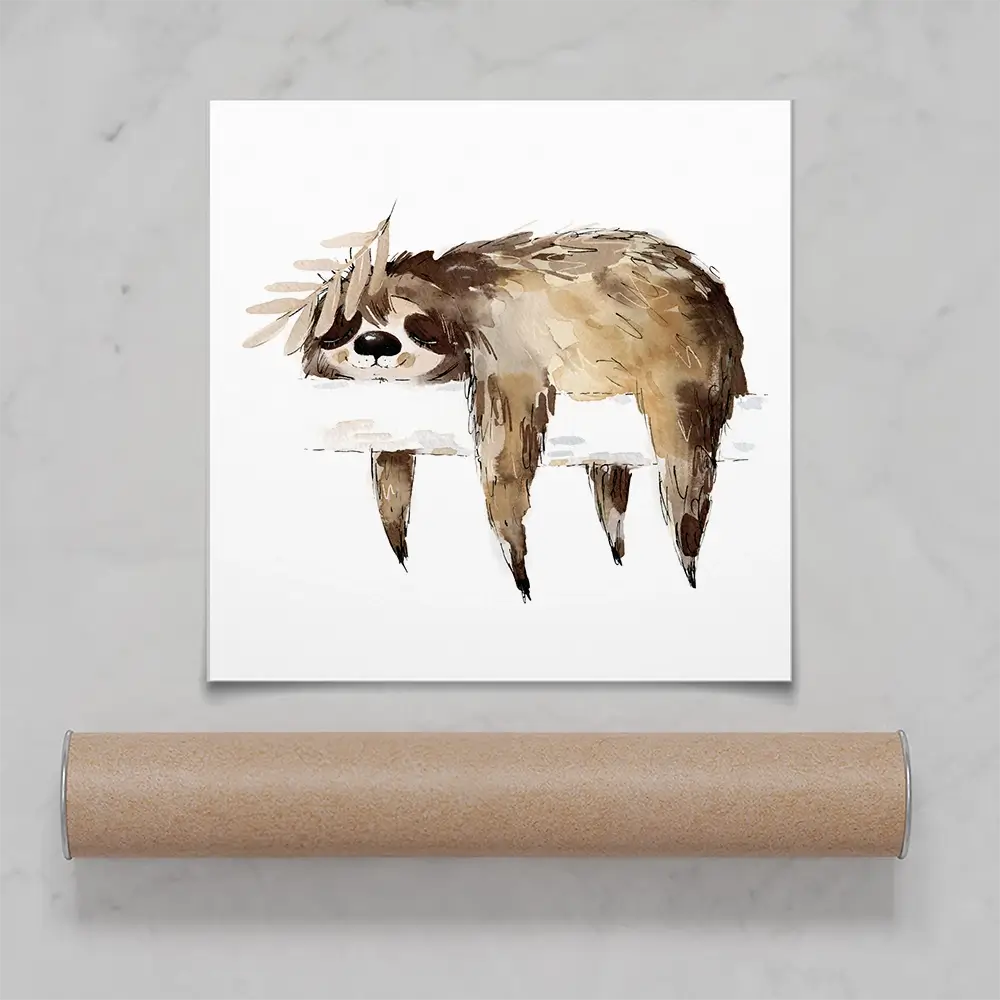 Watercolour Sloth Illustration Square Art Print Watercolour Sloth Illustration Square Art Print wall art product Natallia Bushuyeva / Shutterstock