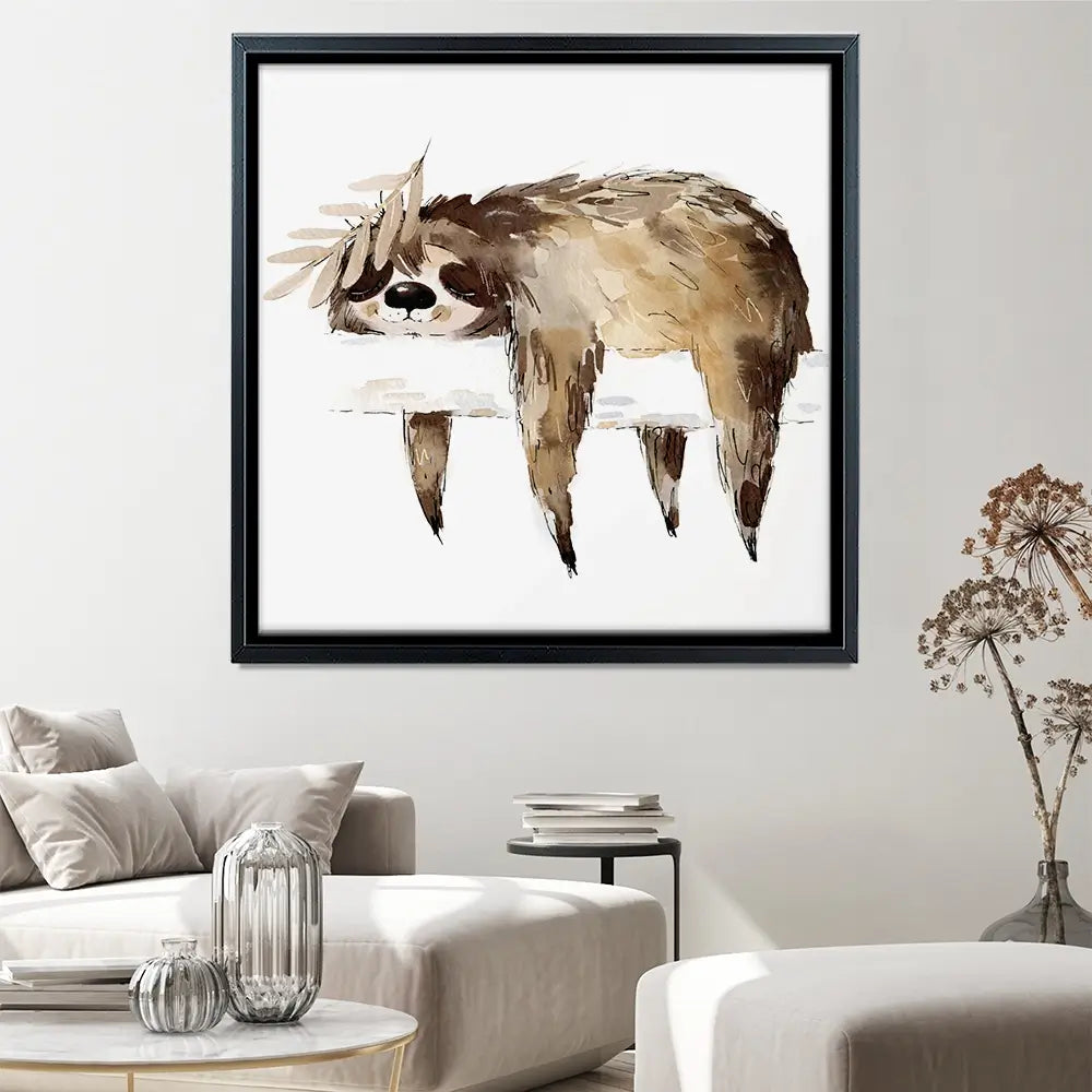 Watercolour Sloth Illustration Square Canvas Print Watercolour Sloth Illustration Square Canvas Print wall art product Natallia Bushuyeva / Shutterstock