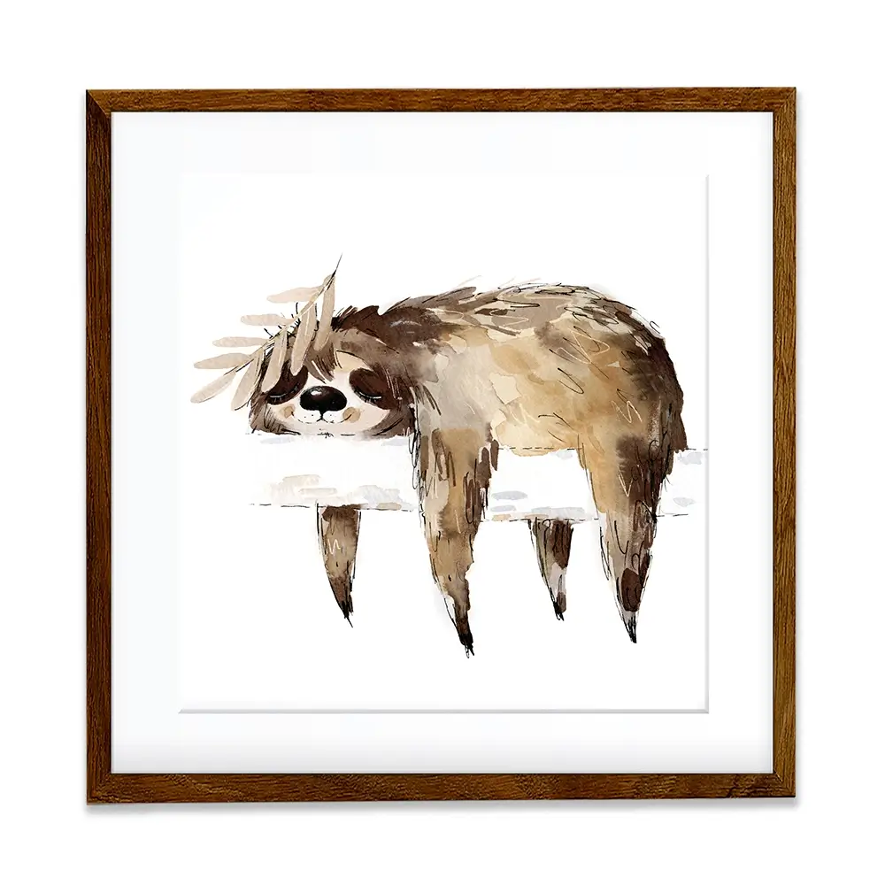 Watercolour Sloth Illustration Square Framed Art Print Watercolour Sloth Illustration Square Framed Art Print wall art product Natallia Bushuyeva / Shutterstock