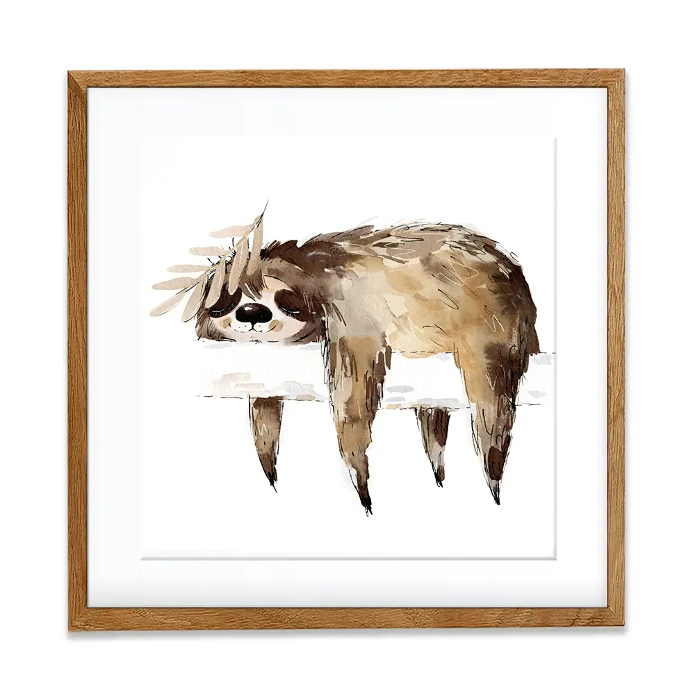 Watercolour Sloth Illustration Square Framed Art Print Watercolour Sloth Illustration Square Framed Art Print wall art product Natallia Bushuyeva / Shutterstock