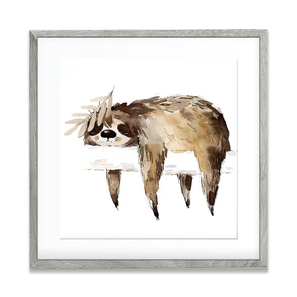 Watercolour Sloth Illustration Square Framed Art Print Watercolour Sloth Illustration Square Framed Art Print wall art product Natallia Bushuyeva / Shutterstock
