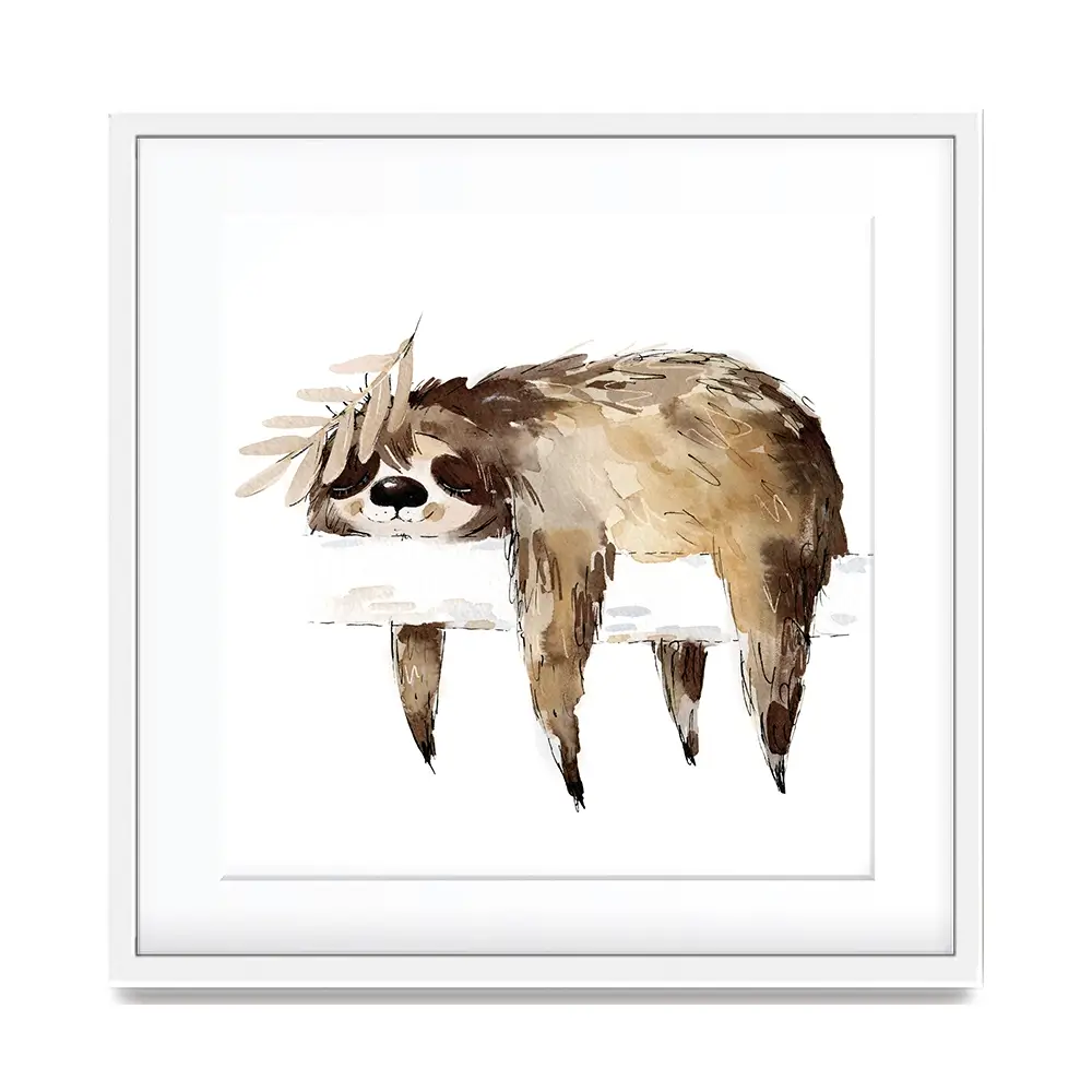 Watercolour Sloth Illustration Square Framed Art Print Watercolour Sloth Illustration Square Framed Art Print wall art product Natallia Bushuyeva / Shutterstock