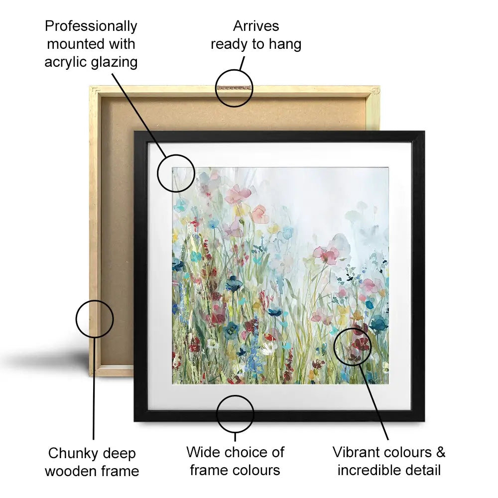 Watercolour Wildflower Meadow Square Framed Art Print Watercolour Wildflower Meadow Square Framed Art Print wall art product Carol Robinson