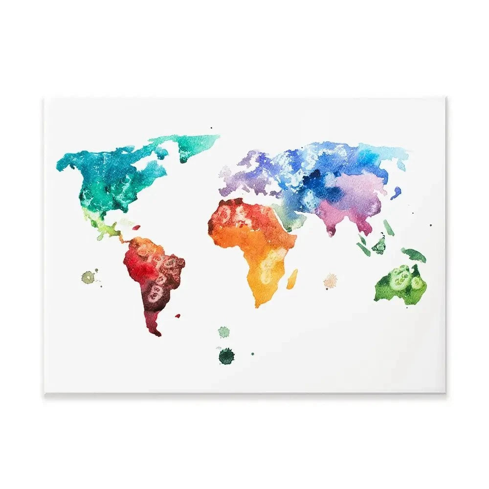 Watercolour World Map Canvas Print Watercolour World Map Canvas Print wall art product Undrey / Shutterstock