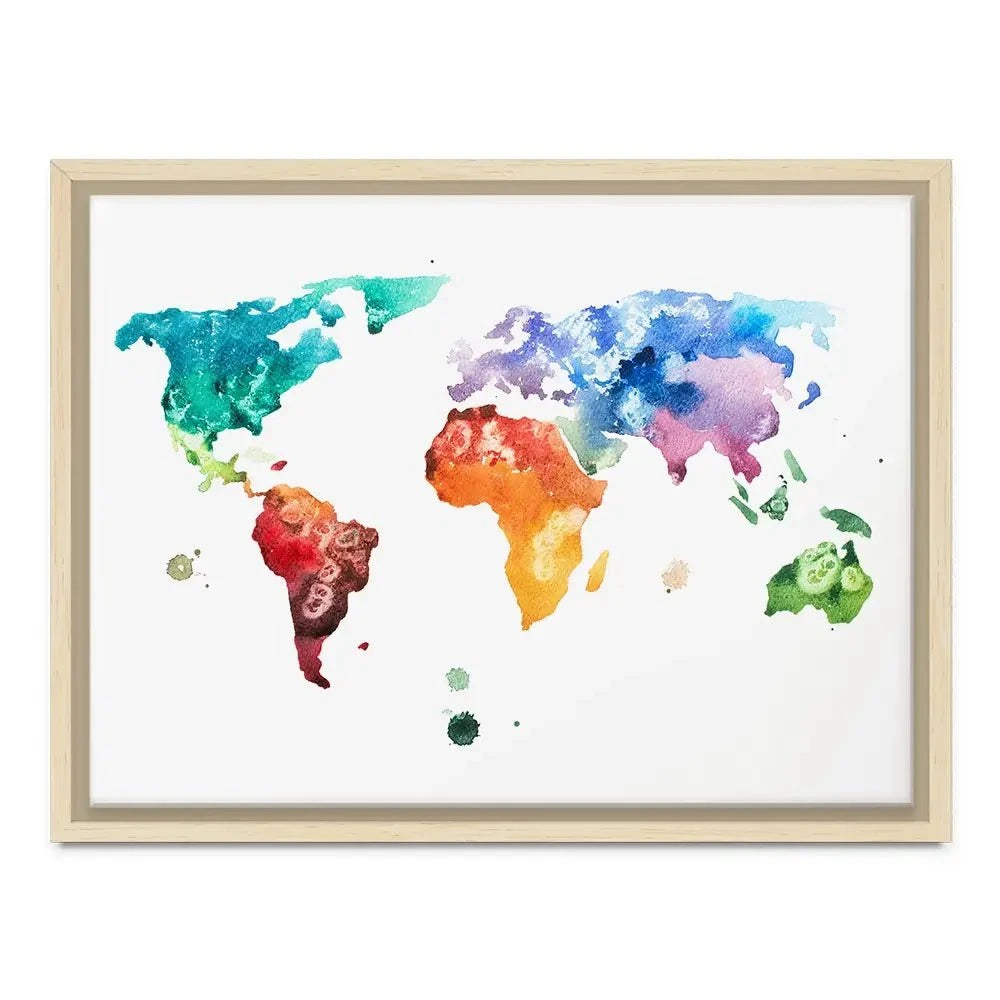 Watercolour World Map Canvas Print Watercolour World Map Canvas Print wall art product Undrey / Shutterstock