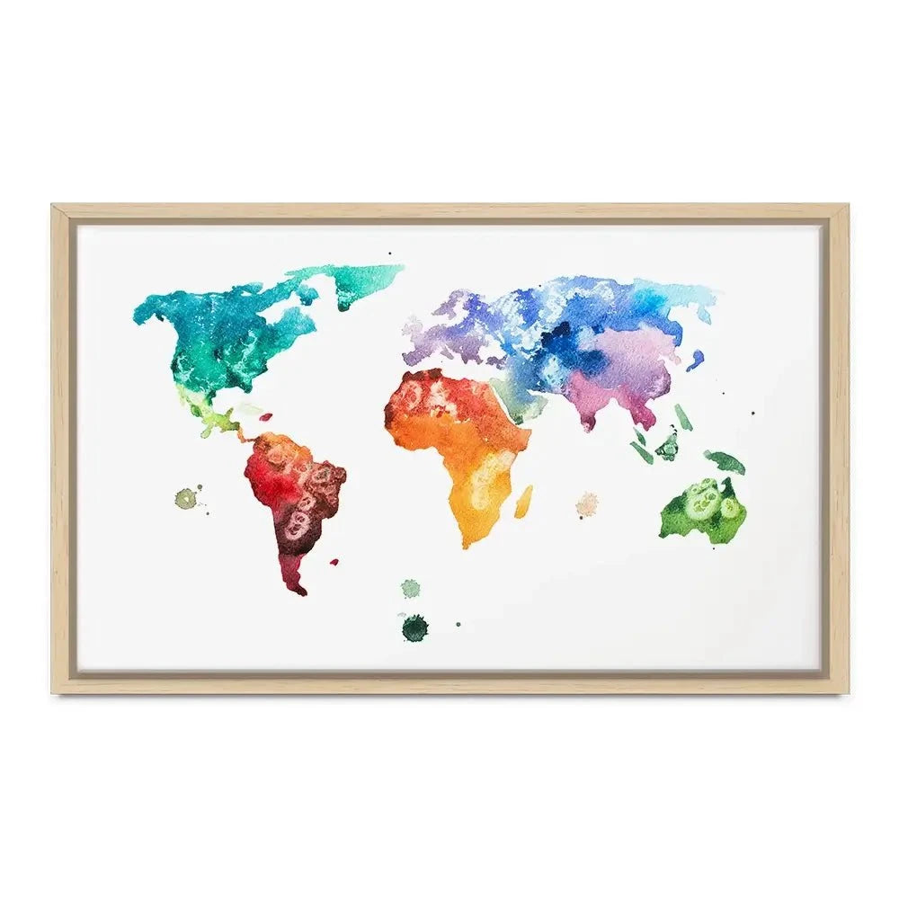 Watercolour World Map Canvas Print Watercolour World Map Canvas Print wall art product Undrey / Shutterstock