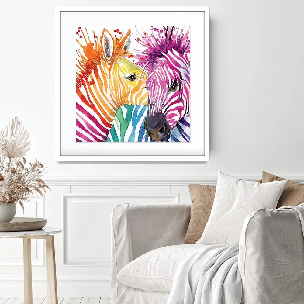 Watercolour Zebra Square Framed Art Print Watercolour Zebra Square Framed Art Print wall art product Faenkova Elena / Shutterstock