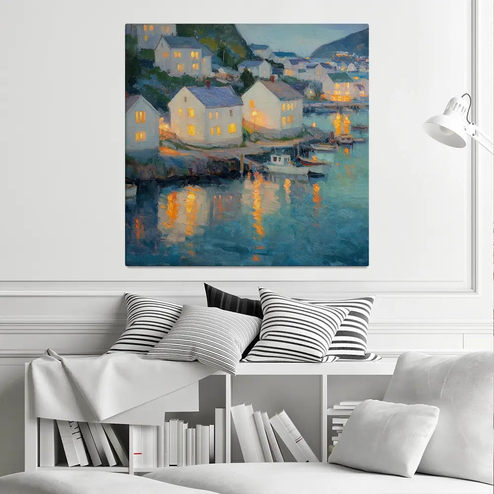 Waterside Evening Square Canvas Print Waterside Evening Square Canvas Print wall art product Tanya Ocean