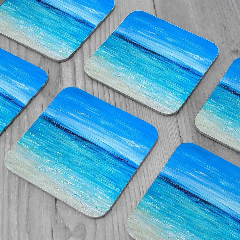 Waves Of Happiness Coaster Set Rainbow Soul Tree Coaster Set | Rainbow Soul Tree Art Coasters wall art product Jo Gough