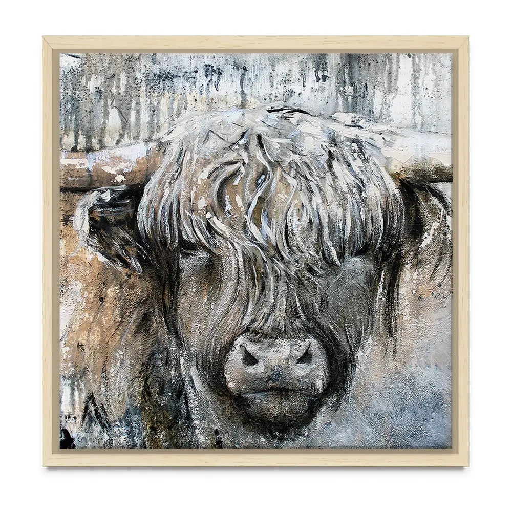 Weathered Highland Cow Oversized Canvas Print Weathered Highland Cow Oversized Canvas Print wall art product Art Print Shop