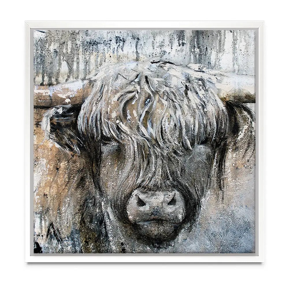 Weathered Highland Cow Oversized Canvas Print Weathered Highland Cow Oversized Canvas Print wall art product Art Print Shop