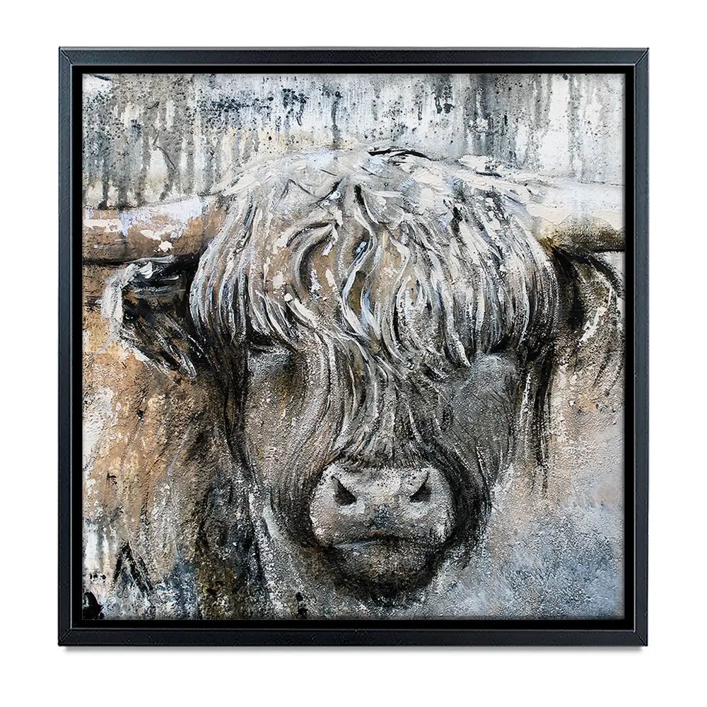 Weathered Highland Cow Oversized Canvas Print Weathered Highland Cow Oversized Canvas Print wall art product Art Print Shop