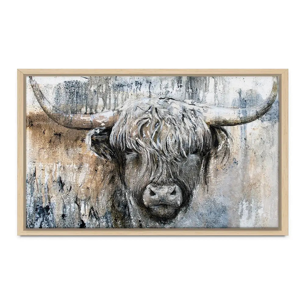 Weathered Highland Cow Oversized Canvas Print Weathered Highland Cow Oversized Canvas Print wall art product Art Print Shop