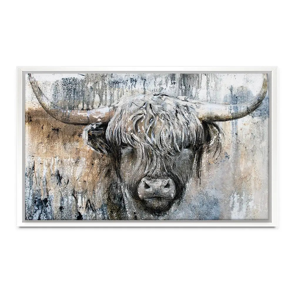 Weathered Highland Cow Oversized Canvas Print Weathered Highland Cow Oversized Canvas Print wall art product Art Print Shop