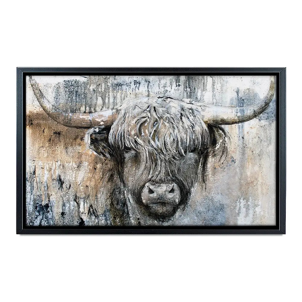 Weathered Highland Cow Oversized Canvas Print Weathered Highland Cow Oversized Canvas Print wall art product Art Print Shop