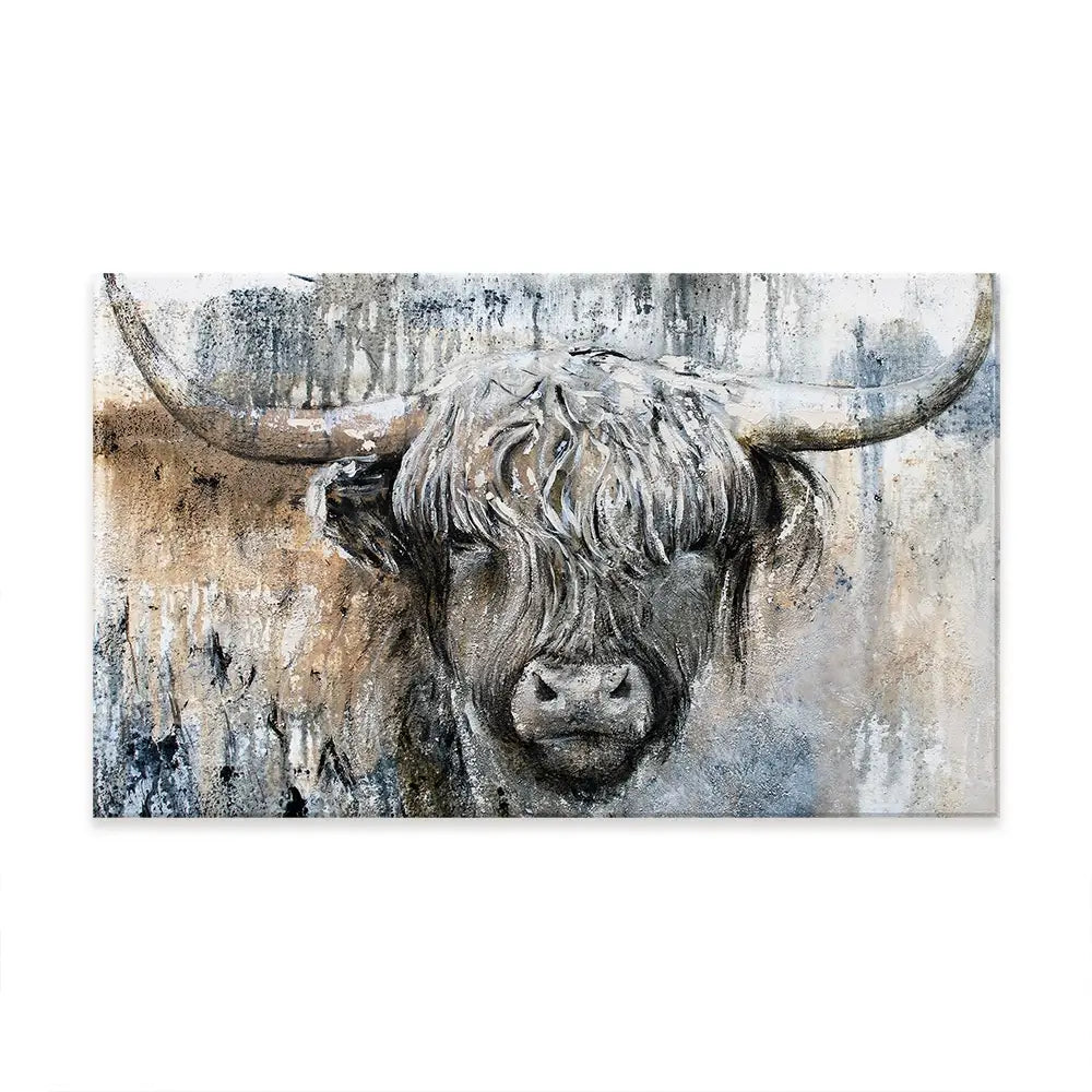 Weathered Highland Cow Oversized Canvas Print Weathered Highland Cow Oversized Canvas Print wall art product Art Print Shop