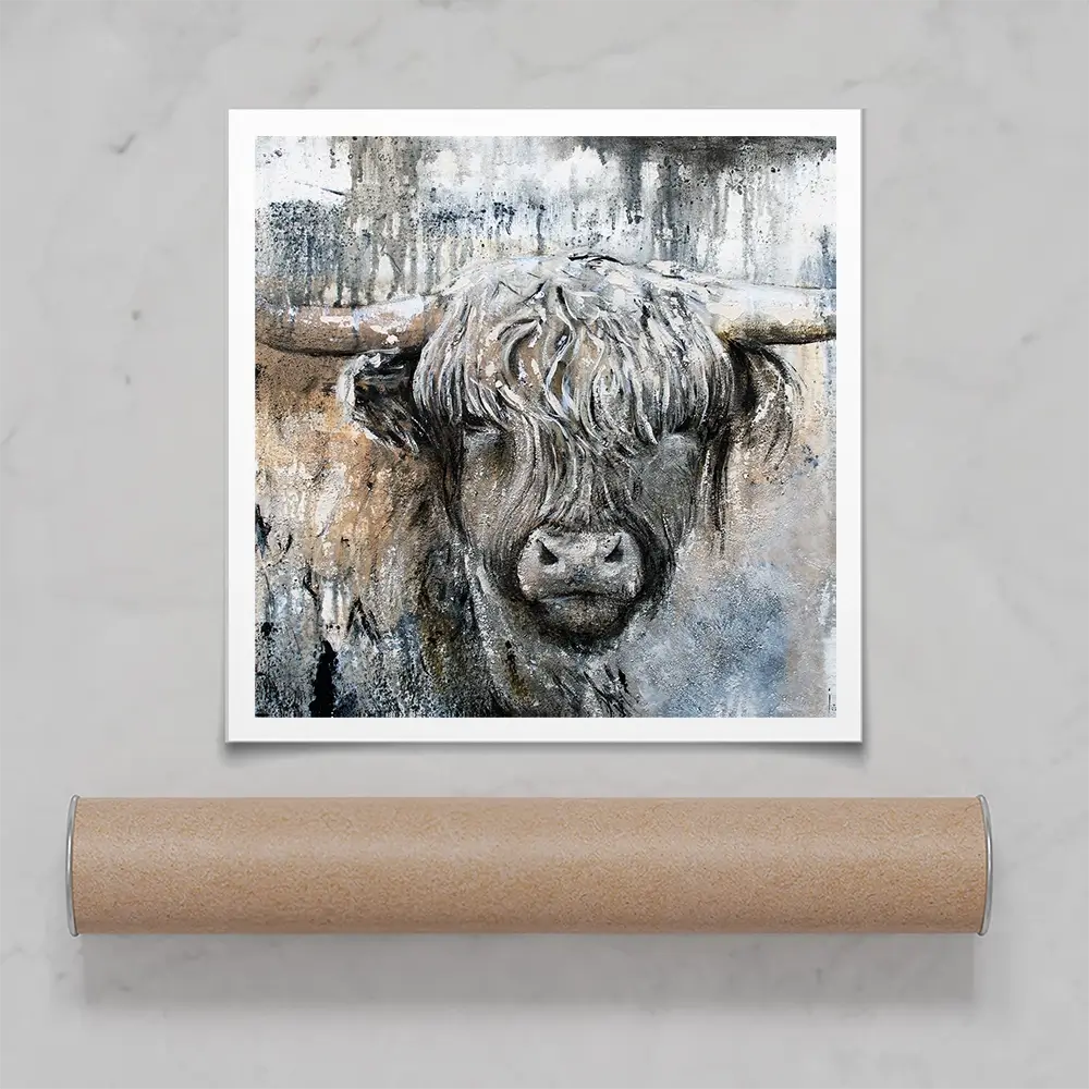 Weathered Highland Cow Square Art Print Weathered Highland Cow Square Art Print wall art product Studio Paint-Ing