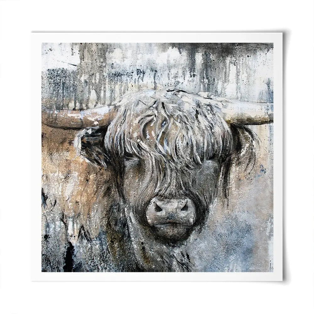 Weathered Highland Cow Square Art Print Weathered Highland Cow Square Art Print wall art product Studio Paint-Ing