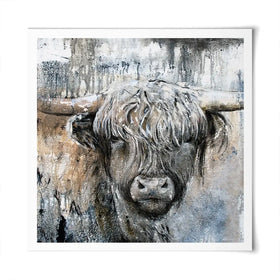 Weathered Highland Cow Square Art Print Weathered Highland Cow Square Art Print wall art product Studio Paint-Ing