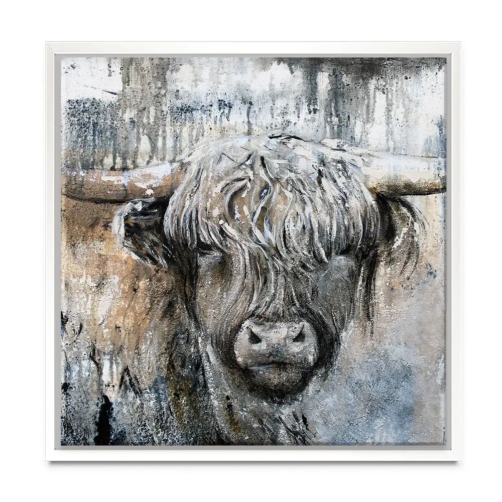 Weathered Highland Cow Square Canvas Print Weathered Highland Cow Square Canvas Print | Weathered Highland Cow wall art product Studio Paint-Ing