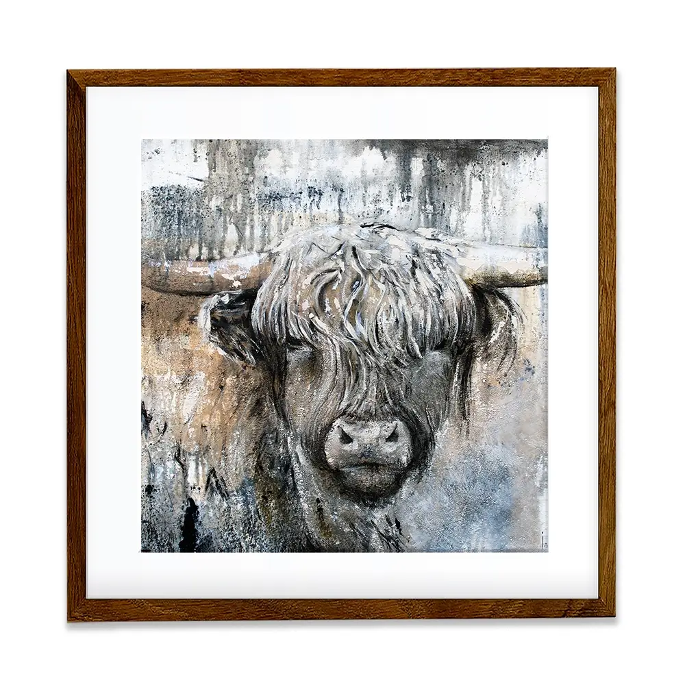 Weathered Highland Cow Square Framed Art Print Weathered Highland Cow Square Framed Art Print wall art product Studio Paint-Ing