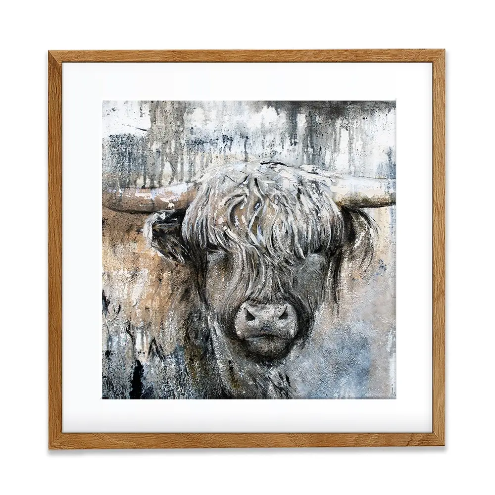 Weathered Highland Cow Square Framed Art Print Weathered Highland Cow Square Framed Art Print wall art product Studio Paint-Ing