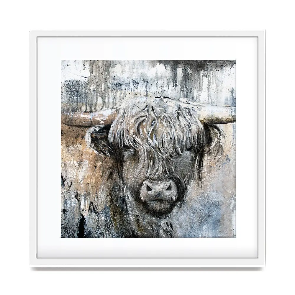 Weathered Highland Cow Square Framed Art Print Weathered Highland Cow Square Framed Art Print wall art product Studio Paint-Ing