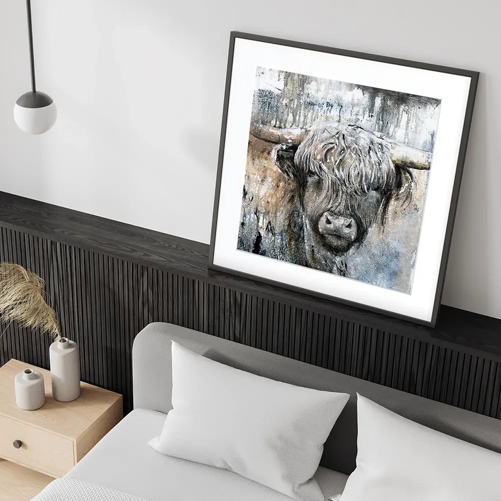 Weathered Highland Cow Square Framed Art Print Weathered Highland Cow Square Framed Art Print wall art product Studio Paint-Ing