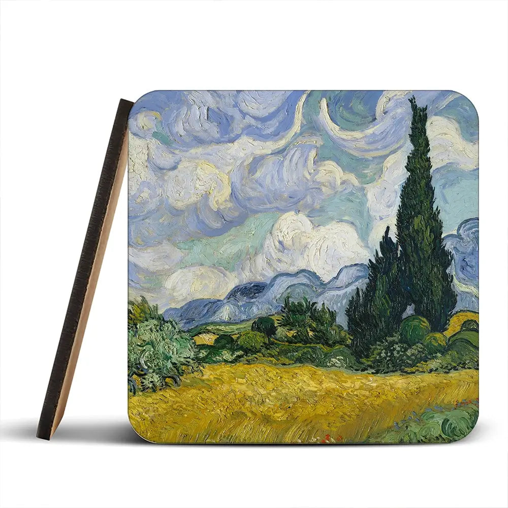 Wheat Field With Cypresses Coaster Set