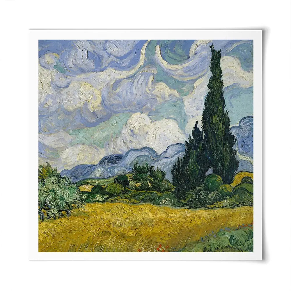 Wheat Field With Cypresses Square Art Print Wheat Field With Cypresses Square Art Print wall art product Vincent Van Gogh